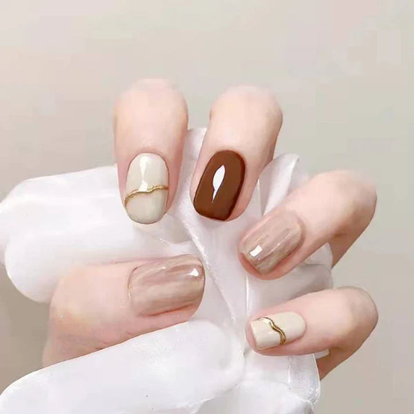 Marbled Fancy - Press On Nail Set Of 24