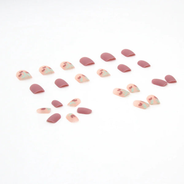 Morandi Pink &Flowers - Press On Nail Set Of 24