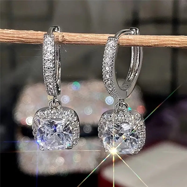 Square Design Zirconia Earrings for Ladies
