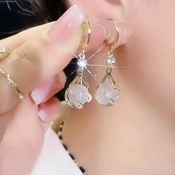 Elegant Moonstone Drop Earrings