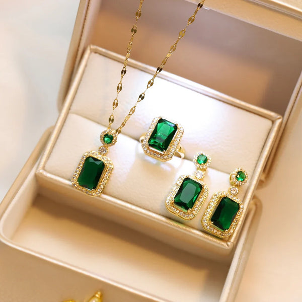 Green Gem Gold - Jewelry Set