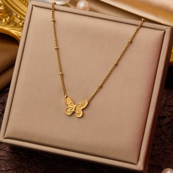 Butterfly Gold Bead - Necklace