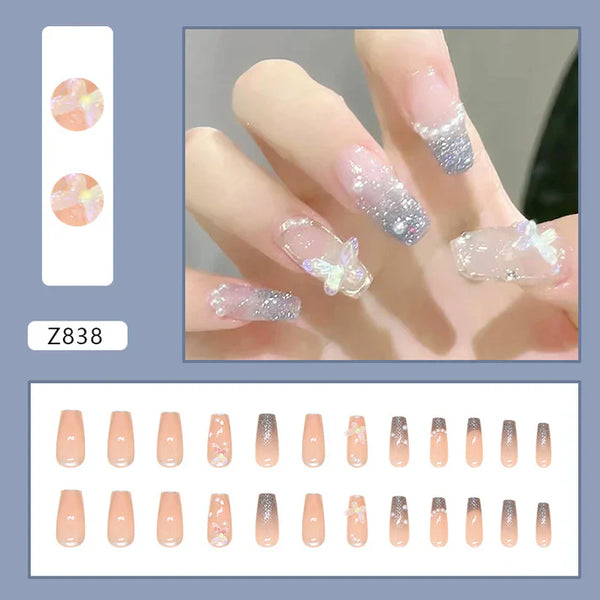 Fantasy Butterfly & Pearl - Press On Nail Set Of 24