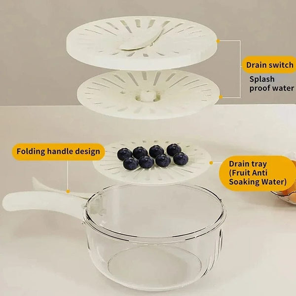 Multifunctional Fruit & Veggie Bowl Washing Bowl With Lid